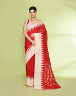 Thumbnail for Piyari Fashion Women's Red Embellished Matka Silk Jamdani Saree
