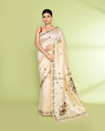 Thumbnail for Piyari Fashion Women's Beige Embellished Embroidery Silk Saree