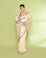 Thumbnail for Piyari Fashion Women's Beige Embellished Embroidery Silk Saree