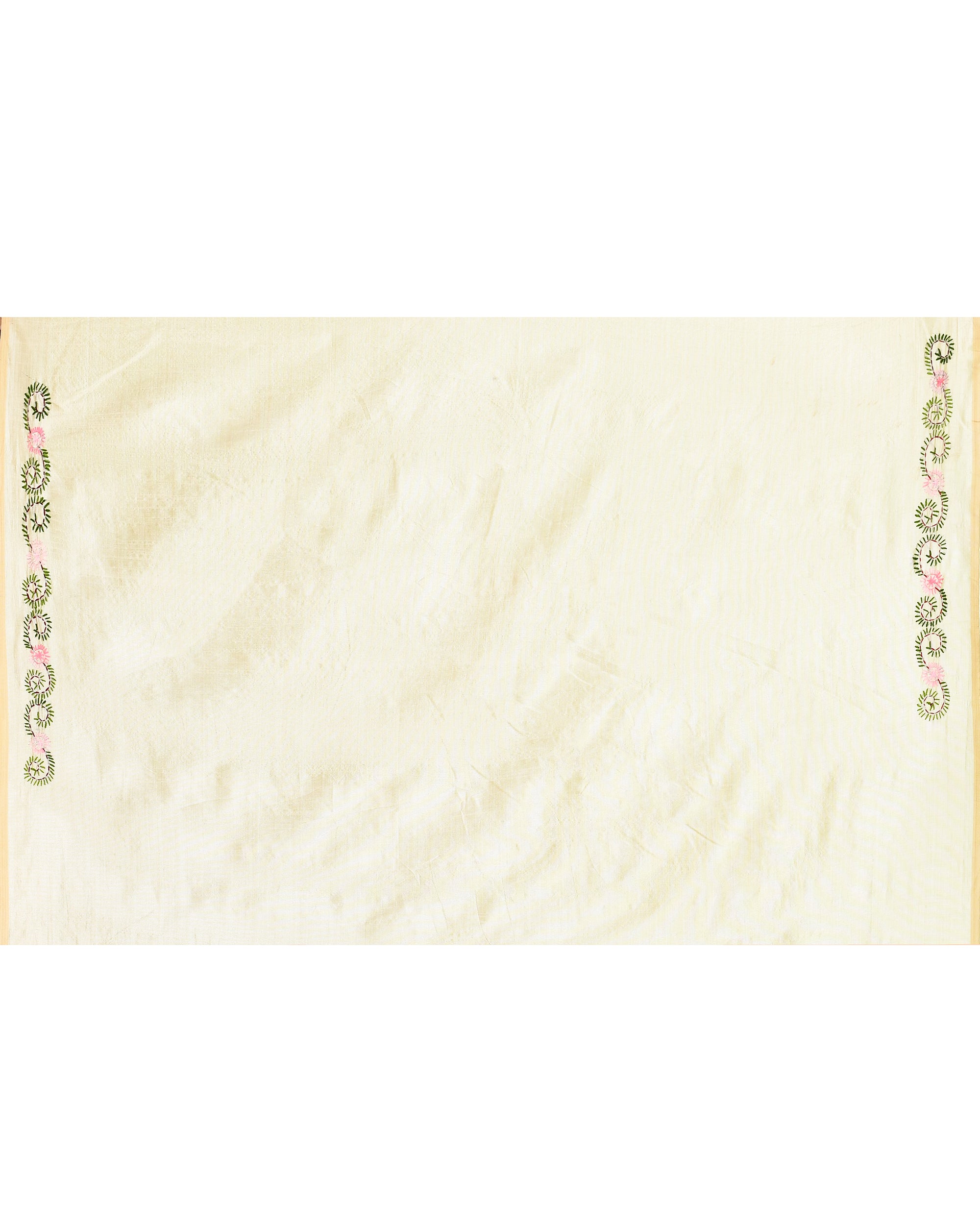 Piyari Fashion Women's Beige Embellished Embroidery Silk Saree