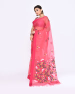 Thumbnail for Piyari Fashion Women's Pink Embellished Silk Jamdani Saree