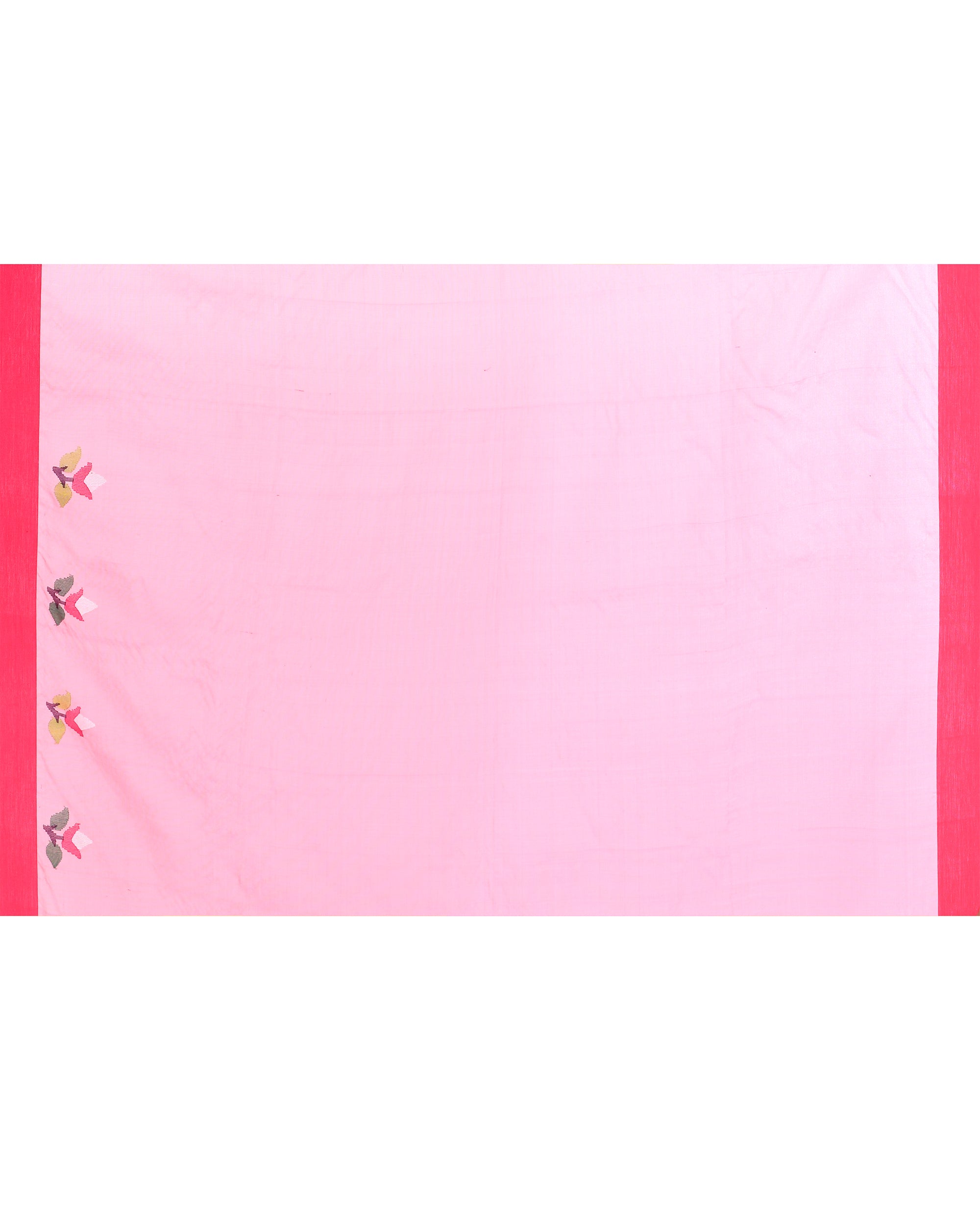 Piyari Fashion Women's Pink Embellished Silk Jamdani Saree