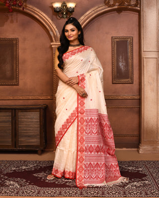 Piyari Fashion Off White Tussar Silk Saree With Blouse Piece