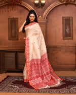 Thumbnail for Piyari Fashion Off White Tussar Silk Saree With Blouse Piece
