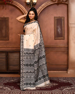 Thumbnail for Piyari Fashion Off White Tussar Silk Jamdani Saree With Blouse Piece