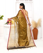 Thumbnail for Piyari Fashion Women's Gold Dual Tone Organic Tissue Saree With Blouse Piece