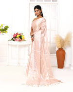 Thumbnail for Piyari Fashion Women's Peach Organic Tissue Saree With Blouse Piece