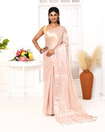 Thumbnail for Piyari Fashion Women's Peach Organic Tissue Saree With Blouse Piece
