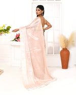 Thumbnail for Piyari Fashion Women's Peach Organic Tissue Saree With Blouse Piece
