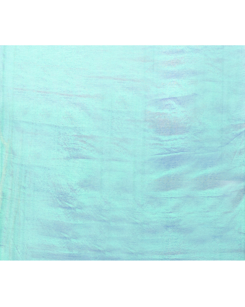 Piyari Fashion Women's Green Blue Dual Tone Organic Tissue Saree With Blouse Piece