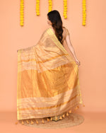 Thumbnail for Piyari Fashion Women's Beige Zari Cotton Handloom Tissue Saree
