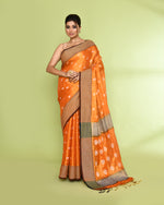 Thumbnail for Piyari Fashion Women's Orange Zari Cotton Tissue Jamdani Saree