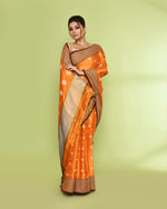 Thumbnail for Piyari Fashion Women's Orange Zari Cotton Tissue Jamdani Saree