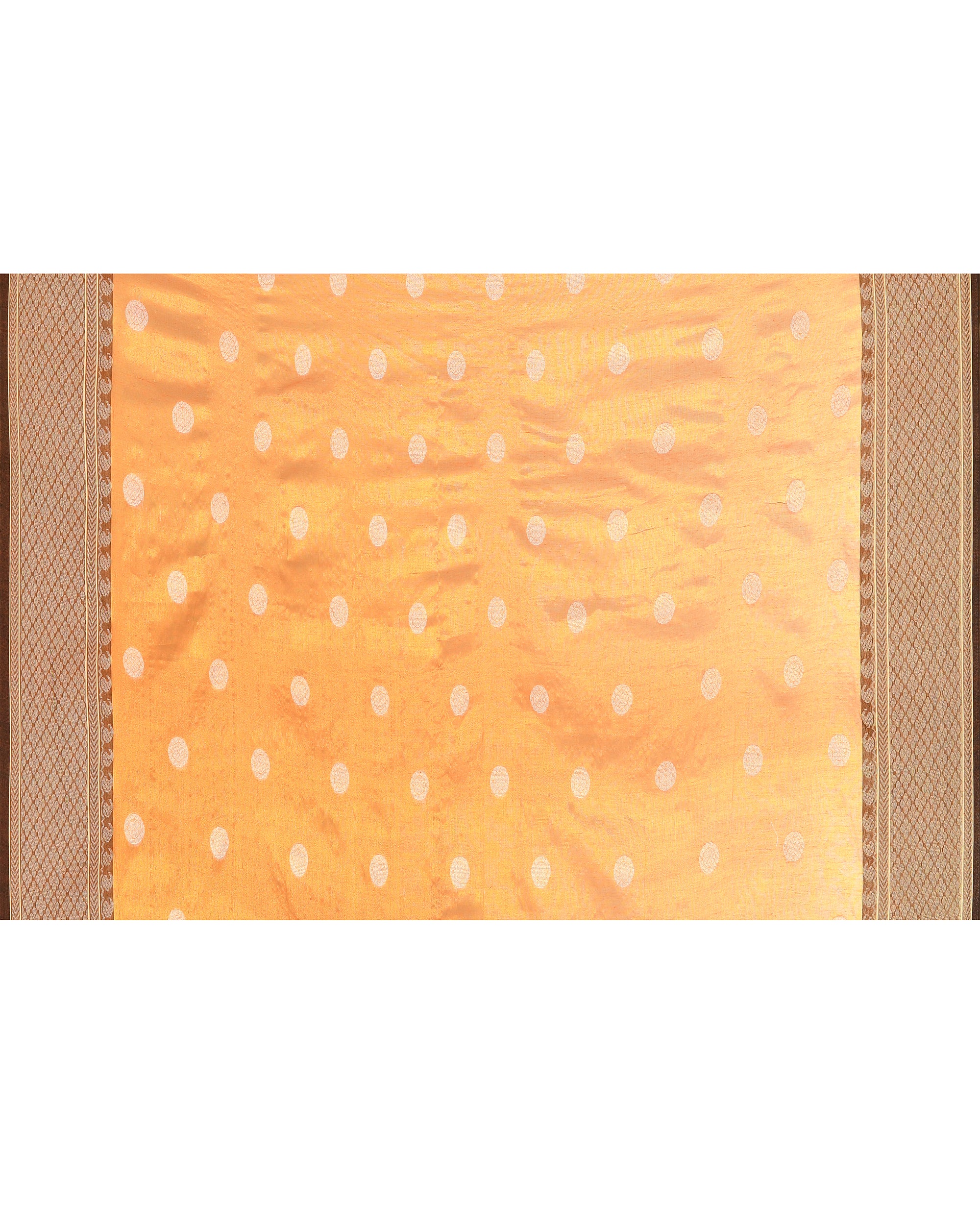 Piyari Fashion Women's Orange Zari Cotton Tissue Jamdani Saree