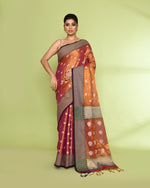 Thumbnail for Piyari Fashion Women's Gold Magenta Zari Cotton Tissue Jamdani Saree