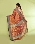 Thumbnail for Piyari Fashion Women's Gold Magenta Zari Cotton Tissue Jamdani Saree