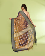 Thumbnail for Piyari Fashion Women's Gold Blue Zari Cotton Tissue Jamdani Saree