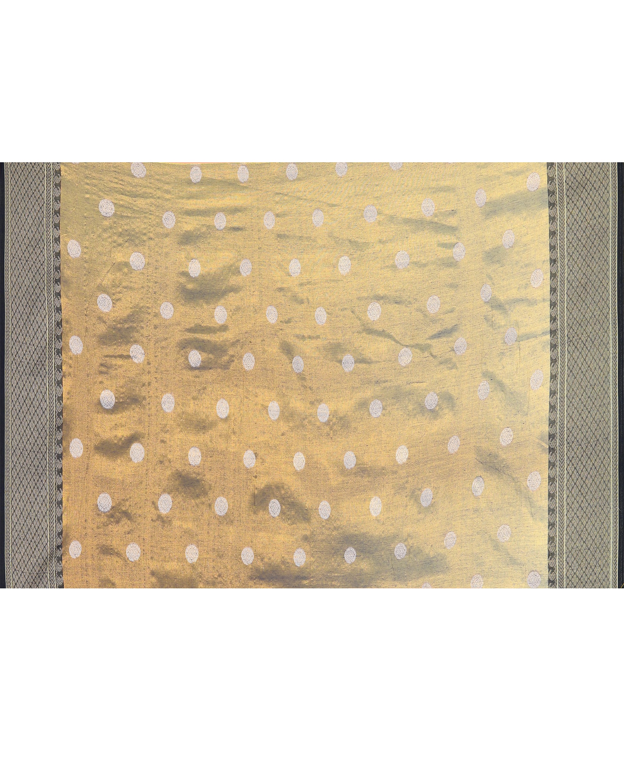 Piyari Fashion Women's Gold Blue Zari Cotton Tissue Jamdani Saree