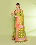 Thumbnail for Piyari Fashion Women's Parrot Green Zari Cotton Tissue Jamdani Saree
