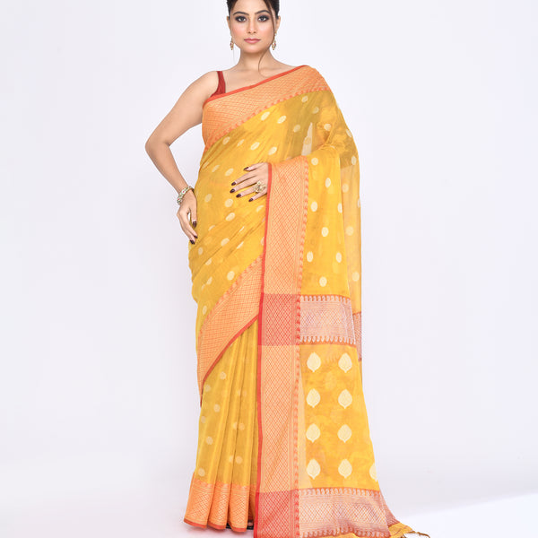 Piyari Fashion Women's Yellow Zari Cotton Tissue Jamdani Saree - Distacart