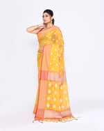 Thumbnail for Piyari Fashion Women's Yellow Zari Cotton Tissue Jamdani Saree