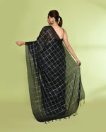 Thumbnail for Piyari Fashion Women's Black Zari Cotton Tissue Sequin Saree