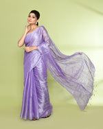 Thumbnail for Piyari Fashion Women's Lavender Zari Cotton Tissue Sequin Saree