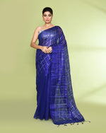 Thumbnail for Piyari Fashion Women's Blue Zari Cotton Tissue Sequin Saree