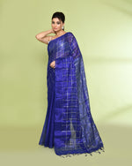 Thumbnail for Piyari Fashion Women's Blue Zari Cotton Tissue Sequin Saree