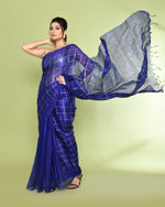 Thumbnail for Piyari Fashion Women's Blue Zari Cotton Tissue Sequin Saree