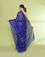 Thumbnail for Piyari Fashion Women's Blue Zari Cotton Tissue Sequin Saree