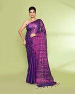 Thumbnail for Piyari Fashion Women's Violet Zari Cotton Tissue Sequin Saree