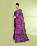 Thumbnail for Piyari Fashion Women's Violet Zari Cotton Tissue Sequin Saree