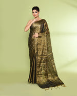 Thumbnail for Piyari Fashion Women's Golden Zari Cotton Tissue Sequin Saree