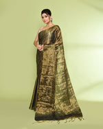Thumbnail for Piyari Fashion Women's Golden Zari Cotton Tissue Sequin Saree
