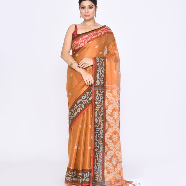 Piyari Fashion Women's Gold Zari Cotton Tissue Jamdani Saree - Distacart