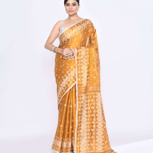 Piyari Fashion Women's Gold Zari Cotton Tissue Jamdani Saree - Distacart