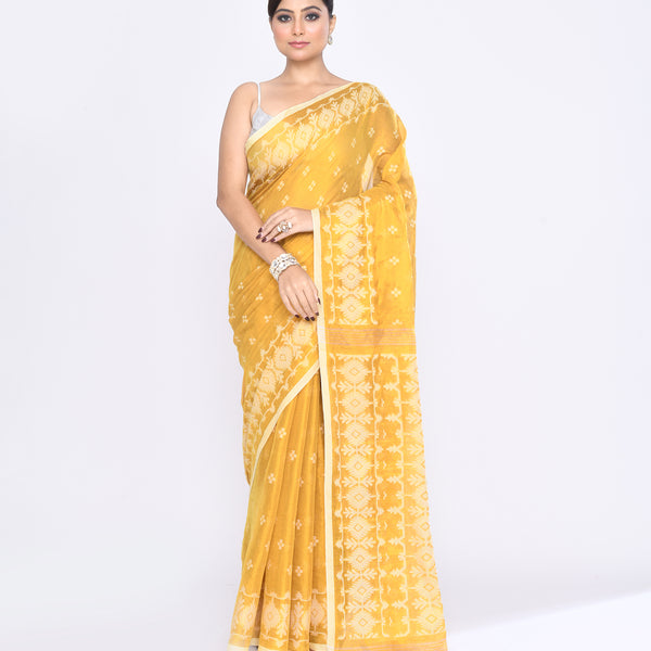 Piyari Fashion Women's Yellow Zari Cotton Tissue Jamdani Saree - Distacart