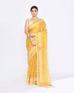 Thumbnail for Piyari Fashion Women's Yellow Zari Cotton Tissue Jamdani Saree
