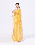 Thumbnail for Piyari Fashion Women's Yellow Zari Cotton Tissue Jamdani Saree