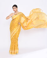 Thumbnail for Piyari Fashion Women's Yellow Zari Cotton Tissue Jamdani Saree