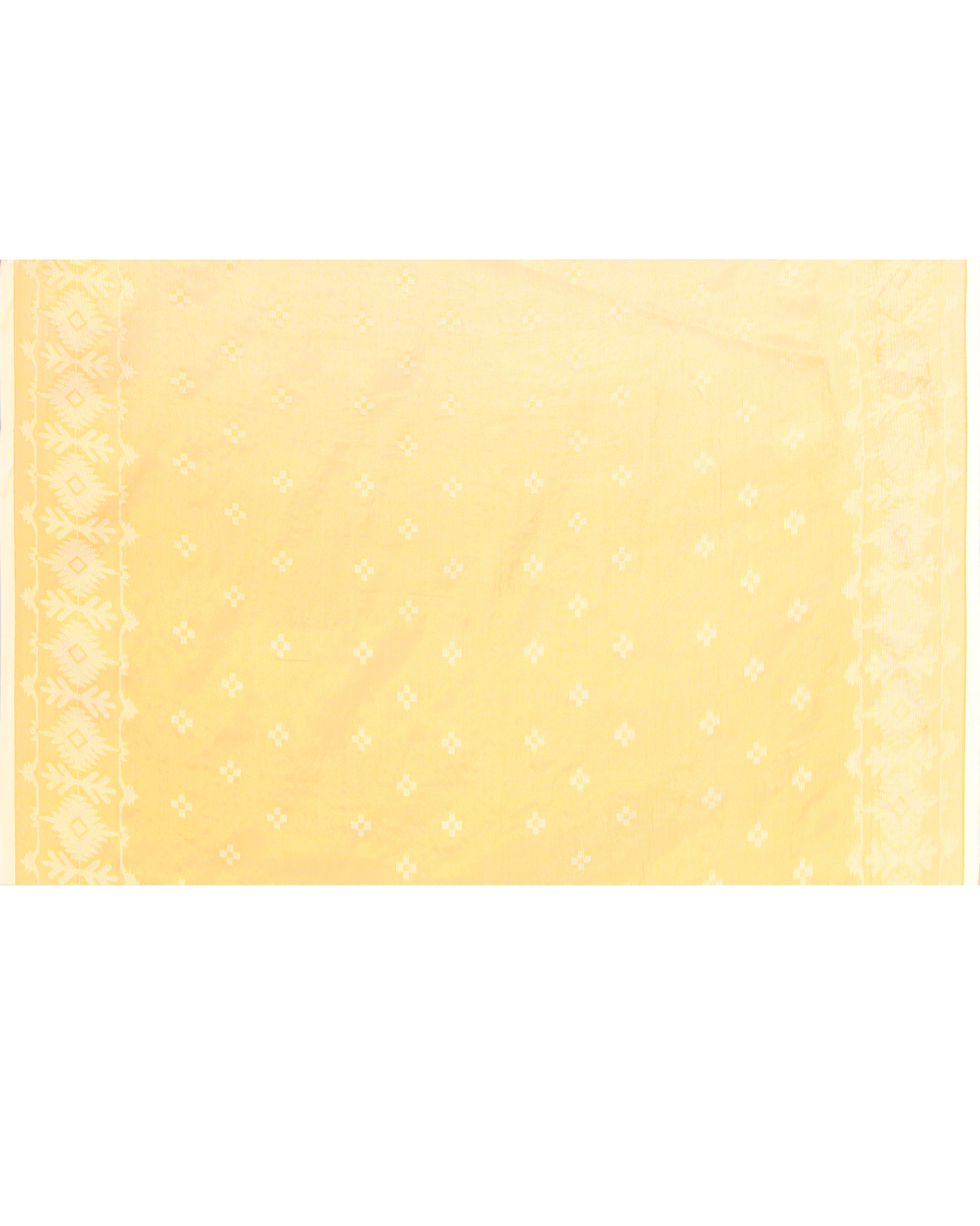 Piyari Fashion Women's Yellow Zari Cotton Tissue Jamdani Saree