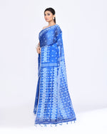 Thumbnail for Piyari Fashion Women's Blue Zari Cotton Tissue Jamdani Saree