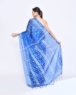 Thumbnail for Piyari Fashion Women's Blue Zari Cotton Tissue Jamdani Saree
