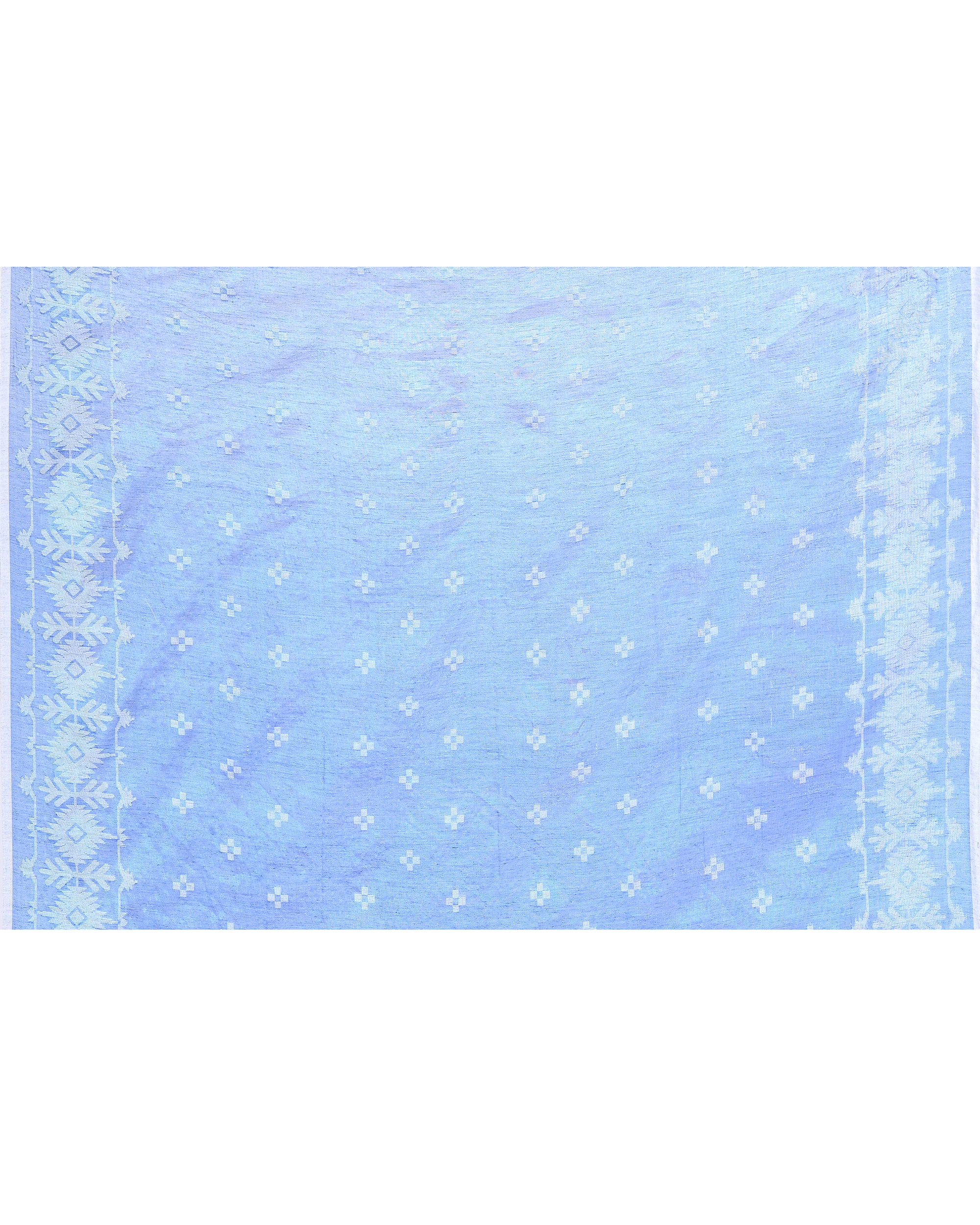 Piyari Fashion Women's Blue Zari Cotton Tissue Jamdani Saree