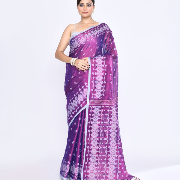 Piyari Fashion Women's Purple Zari Cotton Tissue Jamdani Saree - Distacart