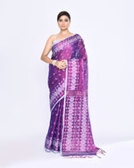 Thumbnail for Piyari Fashion Women's Purple Zari Cotton Tissue Jamdani Saree