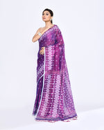 Thumbnail for Piyari Fashion Women's Purple Zari Cotton Tissue Jamdani Saree