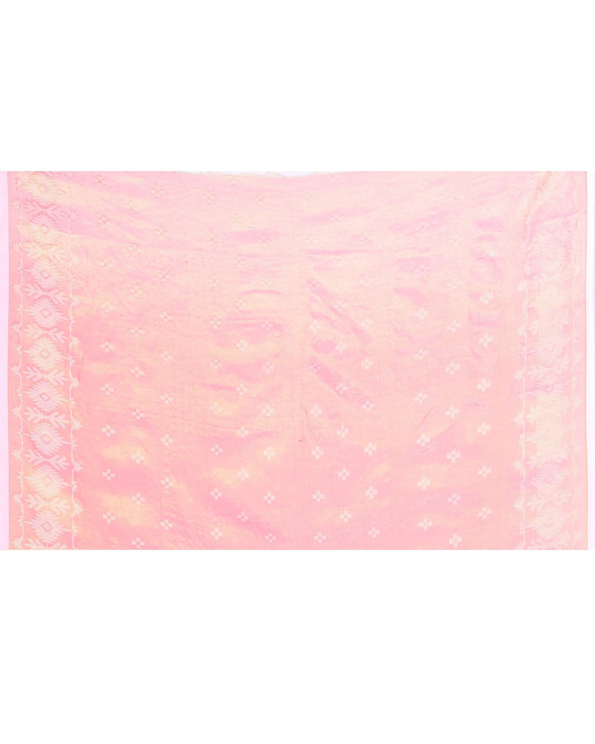 Piyari Fashion Women's Deep Peach Zari Cotton Tissue Jamdani Saree