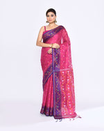 Thumbnail for Piyari Fashion Women's Pink Zari Cotton Tissue Jamdani Saree